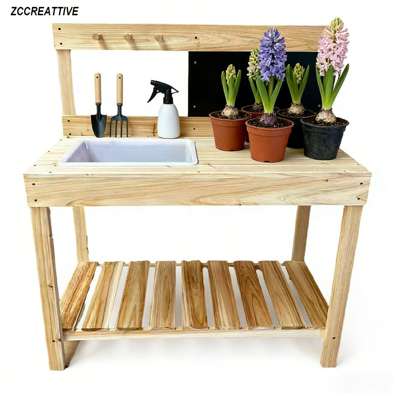 Kids Outdoor Bench - ZCCREATTIVE Çocuklar İçin Ahşap Saksı Tezgahları